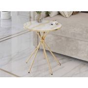 Стол журнальный Агат 41 (01) Белый мрамор-Золото